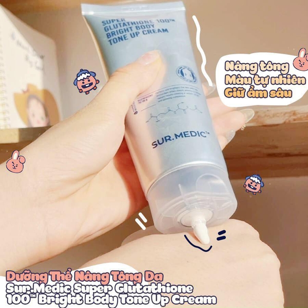 Kem Dưỡng Trắng Nâng Tông Sur.Medic+ Super Glutathione 100TM Bright Body Tone Up Cream