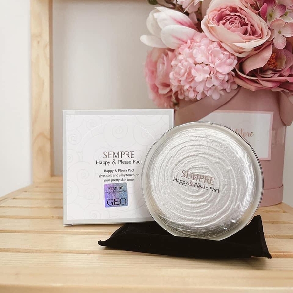 Phấn Phủ Dạng Nén Kiềm Dầu Geo Trắng Sempre Happy & Please Pact