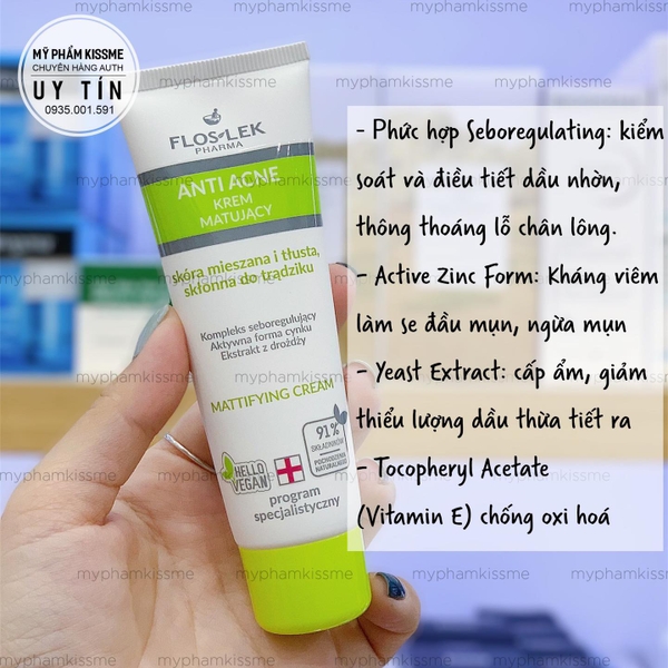 Kem Dưỡng Ẩm Và Kiểm Soát Dầu Floslek Anti Acne Mattifying Cream