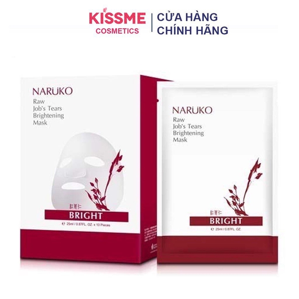 Mặt nạ giấy thu nhỏ lỗ chân lông, làm trắng da Naruko Raw's Jobs Tear Supercritical CO2 Pore Minimizing & Brightening Mask