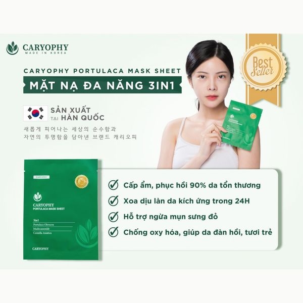 Mặt Nạ Dưỡng Da Dầu Mụn Caryophy Portulaca Mask Sheet 22g