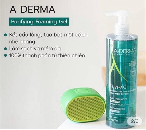 Sữa Rửa Mặt A-Derma Biology AC Cleansing Foaming Gel Purifying Organic
