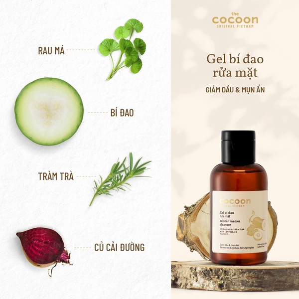 Gel rửa mặt da dầu mụn bí đao Cocoon Winter Melon Cleanser Bí Đao140ml