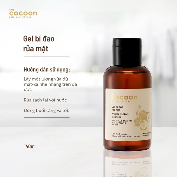 Gel rửa mặt da dầu mụn bí đao Cocoon Winter Melon Cleanser Bí Đao140ml