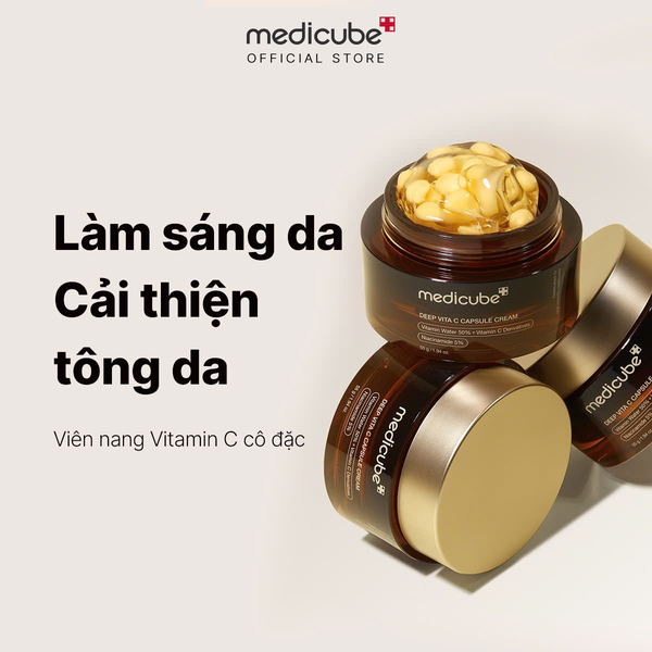 Kem dưỡng Medicube đen Deep Vita C capsule dưỡng sáng mờ thâm