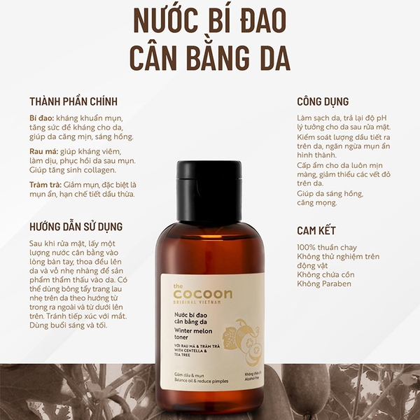 Toner da dầu mụn bí đao Cocoon 140ml