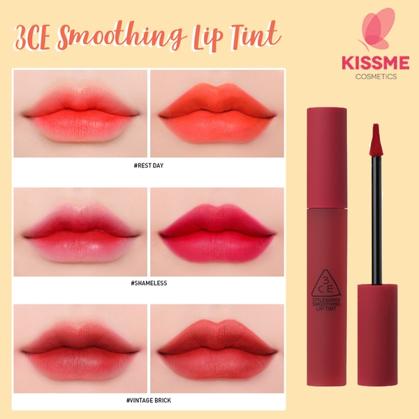 Son Kem Lì Siêu Mịn, Lên Màu Siêu Chuẩn 3CE Smoothing Lip Tint