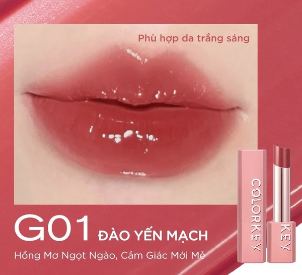 Son Thỏi Có Màu Dưỡng Ẩm, Căng Bóng Môi Colorkey Juicy Glow Lipstick 3g