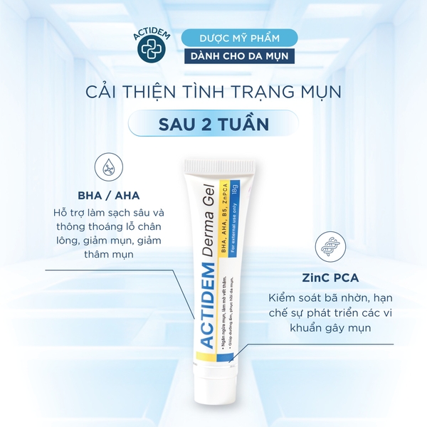 Gel giảm mụn ngừa thâm Actidem Derma