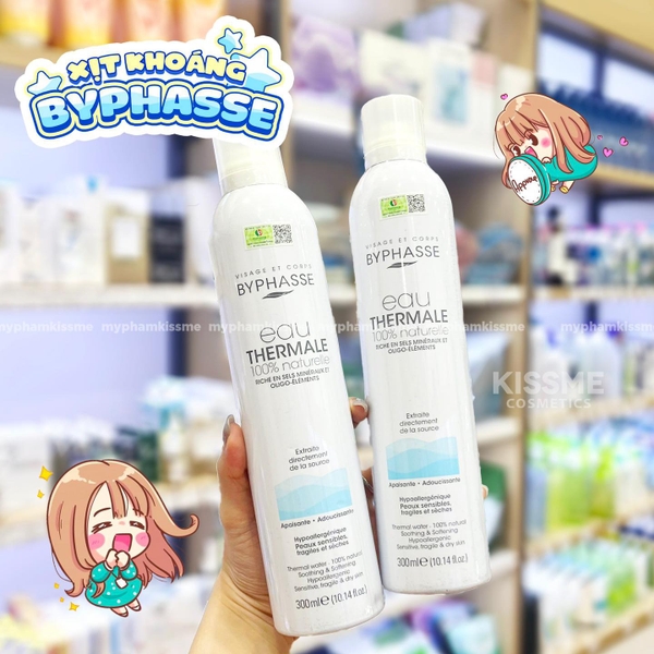 Xịt khoáng cấp ẩm Byphasse Eau Thermale 100% Naturelle