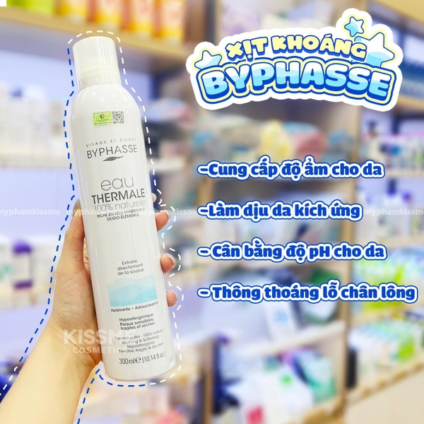 Xịt khoáng cấp ẩm Byphasse Eau Thermale 100% Naturelle