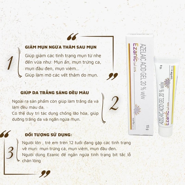Gel trị mụn giảm thâm Ezanic 20%