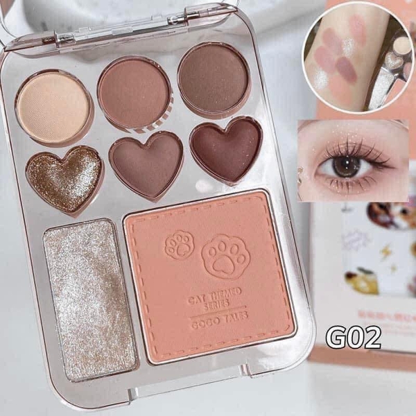 Bảng mắt má nội địa trung Gogo Tales Stick Sweet Heart Powder Blusher Eyeshadow Palette