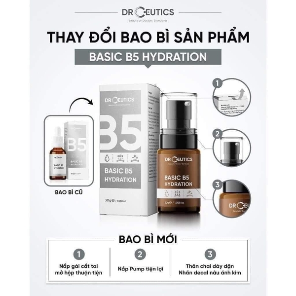 Serum dưỡng ẩm DrCeutics Basic HA Hydration Cấp Ẩm, Cân Bằng Dầu Nhờn
