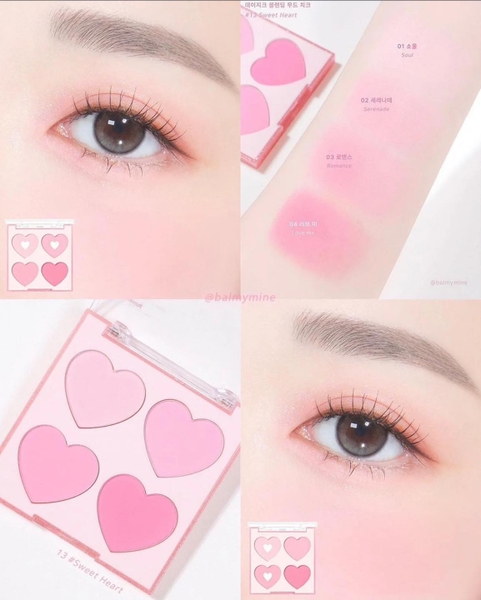 Phấn Má Hồng 4 Ô Dasique Sweet Heart Collection Blending Mood Cheek - Màu 13