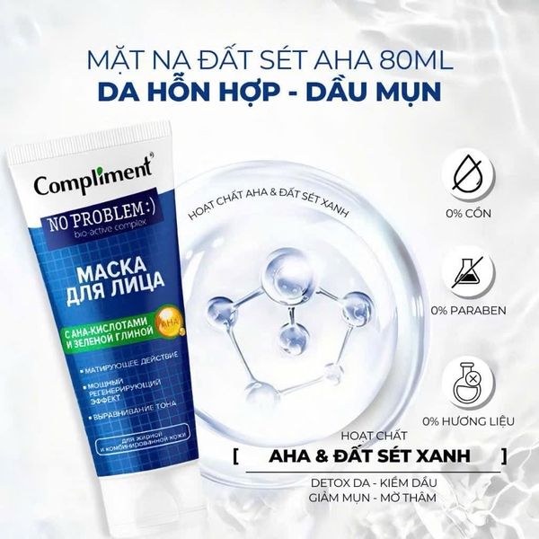 Mặt nạ đất sét da dầu Compliment No Problem Face Mask 80ml