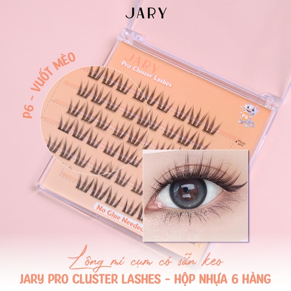 Lông Mi Cụm Có Sẵn Keo Jary Pro Cluster Lashes - Hộp Nhựa 6 Hàng