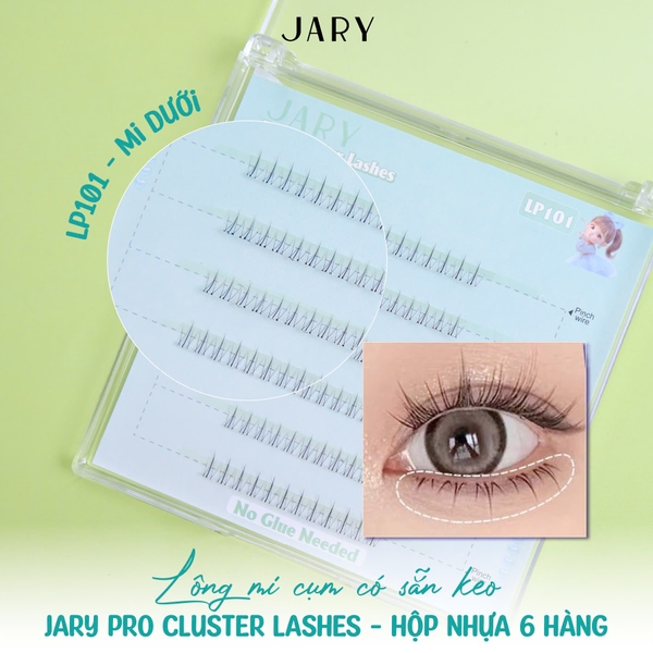 Lông Mi Cụm Có Sẵn Keo Jary Pro Cluster Lashes - Hộp Nhựa 6 Hàng