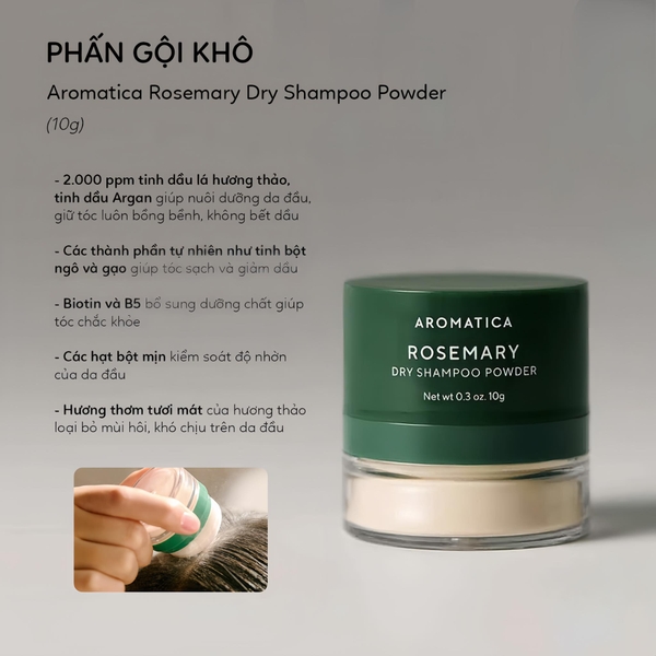 Phấn Gội Khô Hương Thảo AROMATICA