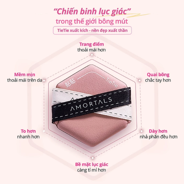 Set 3 mút trang điểm Amortals Black Pink TieTie