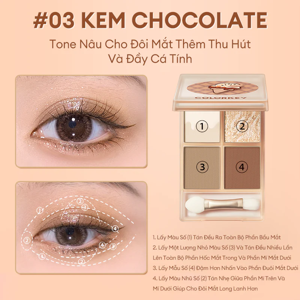 Phấn Mắt 4 Ô Colorkey Four Colour Eyeshadow Icecream