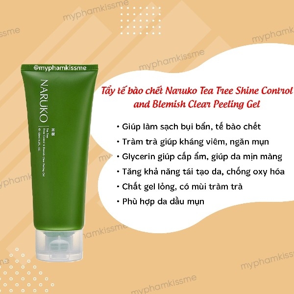 Gel tẩy tế bào chết tràm tà Naruko Tea Tree Shine Control And Blemish Clear Peeling Gel