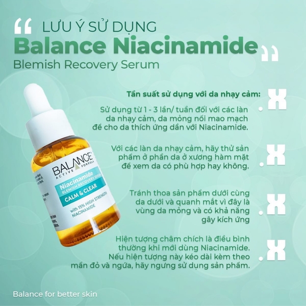 Serum ngừa mụn mờ thâm Balance Niacinamide Blemish Recovery Serum 30ml