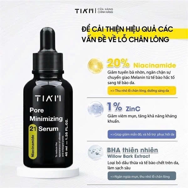 Serum Tiam Đen 20% Niacinamide Pore Minimizing