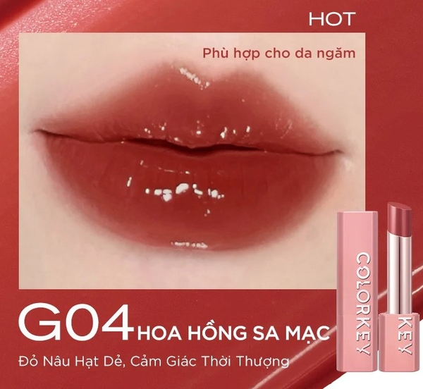 Son Thỏi Có Màu Dưỡng Ẩm, Căng Bóng Môi Colorkey Juicy Glow Lipstick 3g