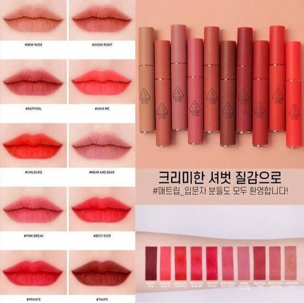 Son Kem Lì 3CE Nhung Lì Velvet Lip Tint Plush