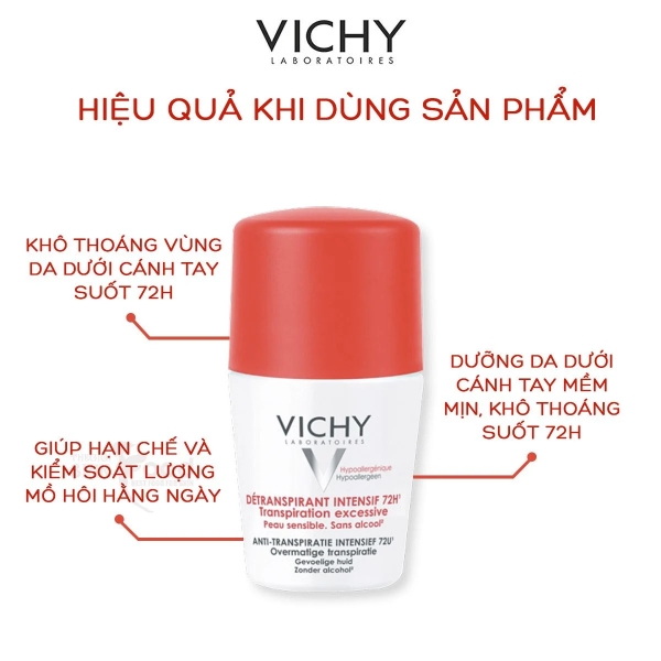 Lăn Khử Mùi Vichy Déodorant Detranspirant Intensif 72H