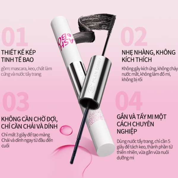 Mascara Keo Dán Mi 2 Đầu 4in1 Mlen Diary 8g