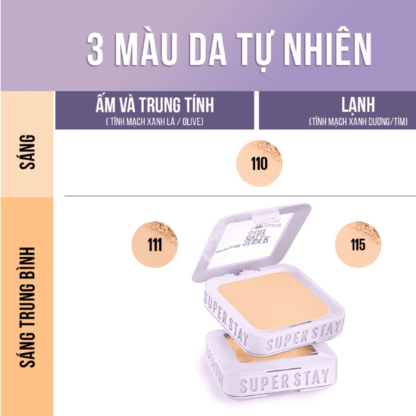 Phấn Phủ Nền Che Phủ Mịn Lâu Trôi Kiềm Dầu Maybelline SuperStay 30H