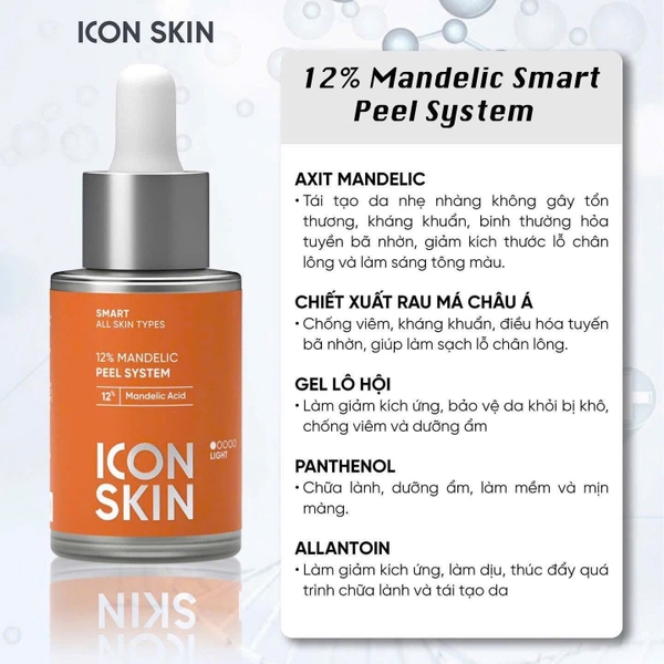 Peel da căng bóng Icon Skin 12% Mandelic Smart Peel System