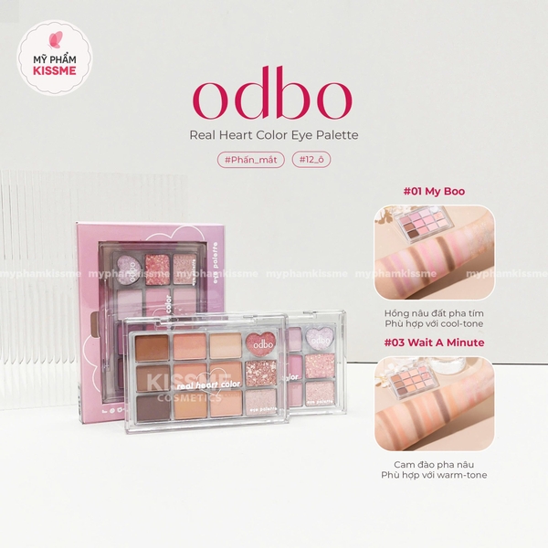 Phấn Mắt 12 Ô Odbo Real Heart Color Eye Palette