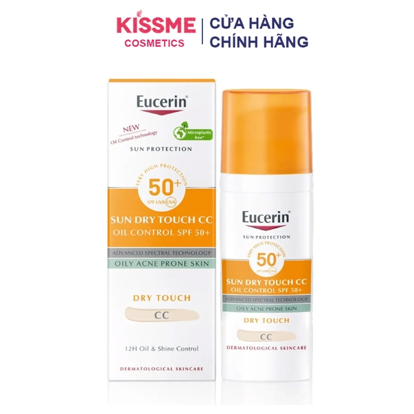 Kem Chống Nắng Eucerin Kiềm Dầu (Có Màu) Sun Dry Touch CC Oil Control SPF 50+