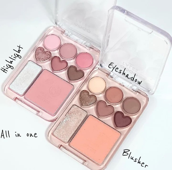 Bảng mắt má nội địa trung Gogo Tales Stick Sweet Heart Powder Blusher Eyeshadow Palette