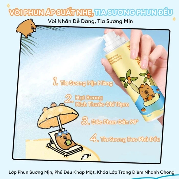 Xịt Khoá Trang Điểm Colorkey Dewy Capybara Edition