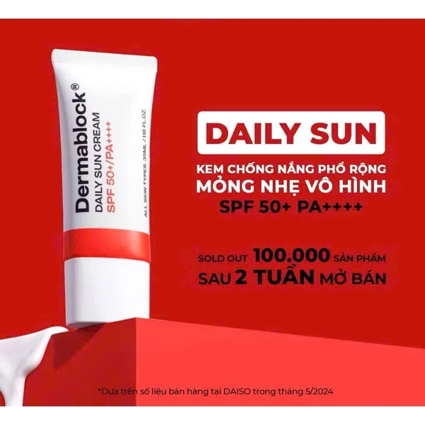 Kem chống nắng phổ rộng cho da nhạy cảm Dermablock Sun Cream SPF50+ PA++++