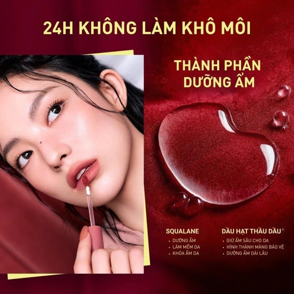 Son Kem Lì 3CE Nhung Lì Velvet Lip Tint Plush