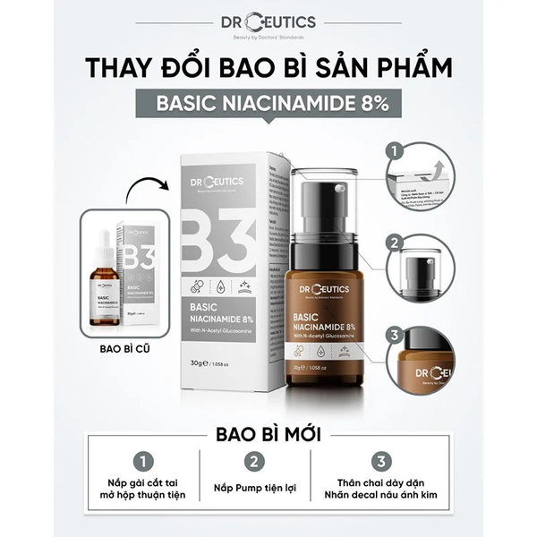 Serum kiềm dầu sáng da DrCeutics Niacinamide 8%