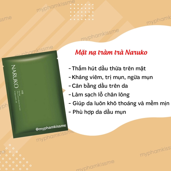Mặt Nạ Tràm Trà Naruko Tea Tree Shine Control and Blemish Clear Mask 26ml