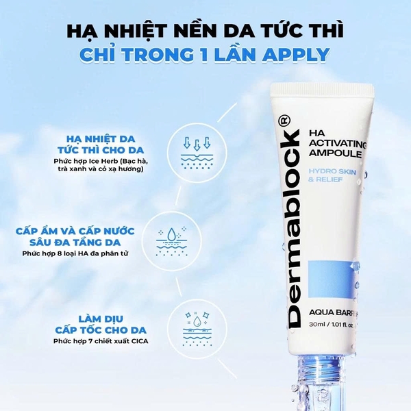 Serum Cấp Ẩm Và Làm Dịu Da Dermablock HA Activating Ampoule 30ml