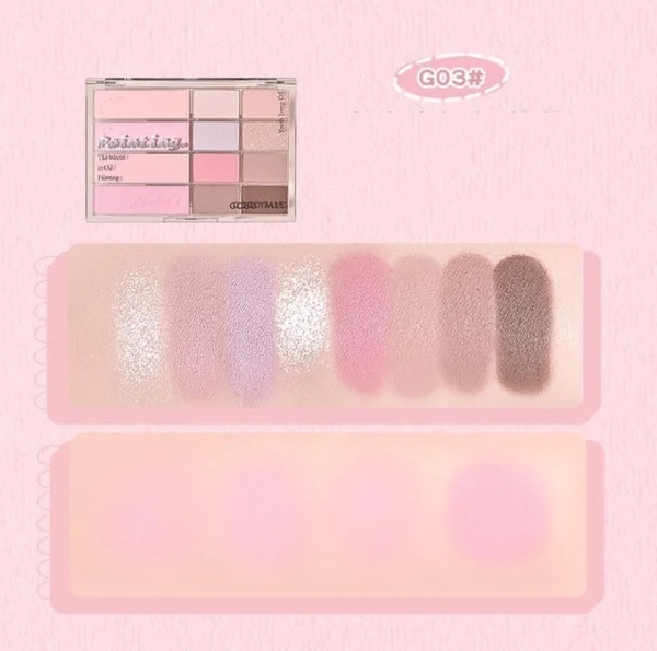 Bảng mắt má nội địa trung Gogo Tales Pink Mist Soft Focus Powder Blusher Eyeshadow