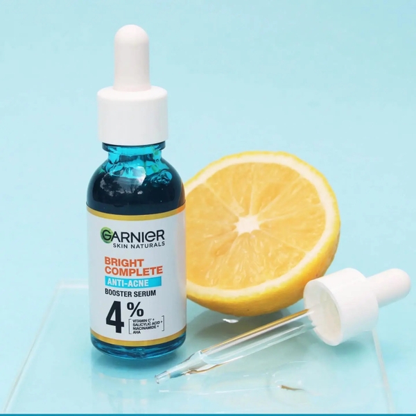 Serum ngừa mụn mờ thâm cho da dầu Garnier Skin Naturals Bright Complete Anti-Acnes Booster 30ml