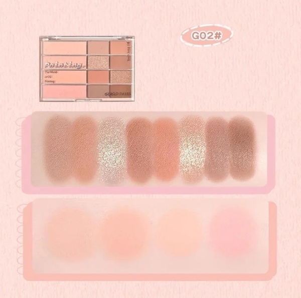 Bảng mắt má nội địa trung Gogo Tales Pink Mist Soft Focus Powder Blusher Eyeshadow