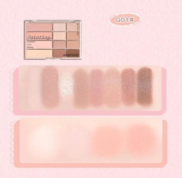 Bảng mắt má nội địa trung Gogo Tales Pink Mist Soft Focus Powder Blusher Eyeshadow