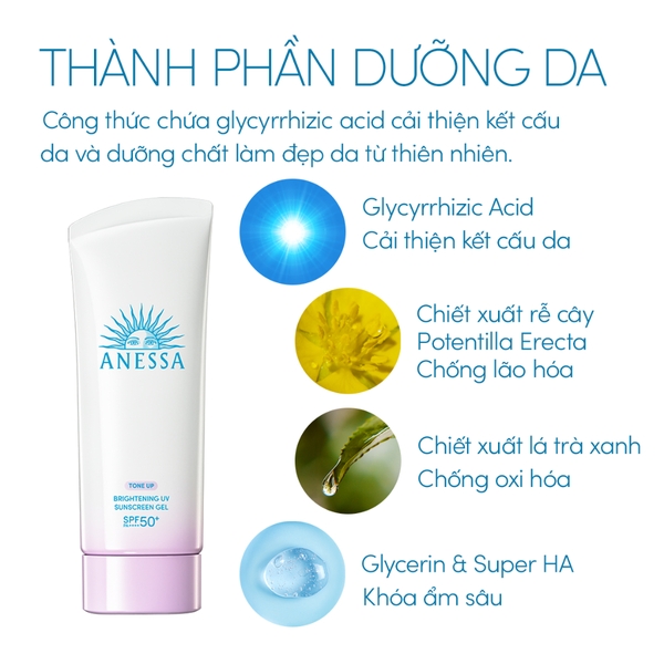 Kem chống nắng nâng tone dưỡng sáng Anessa  Brightening UV Sunscreen 90g