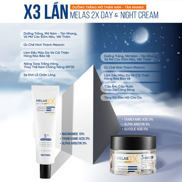 Kem trị nám trắng mờ thâm Melas Prettyskin Melas 2X Cream