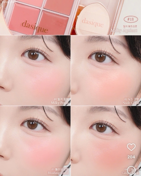 Má Hồng Kem 4 Ô Dasique Blending Mood Cheek Màu 18 19